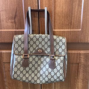 Gucci Sherry Line GG Hand Bag Brown Vintage Accessory Collection Line